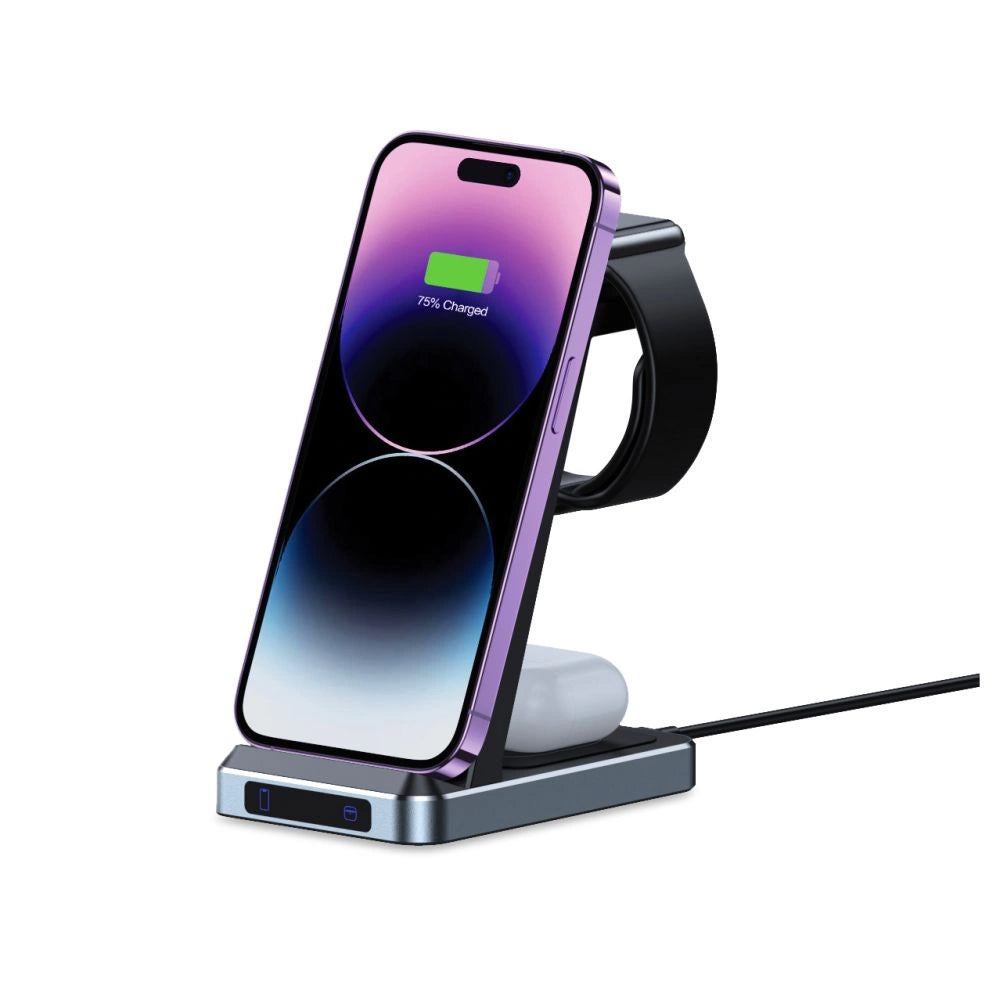 Tech-Protect QI15W-A26 Inductive Charger 15W 3in1 for Smartphone / Headphones / Apple Watch - Black_1