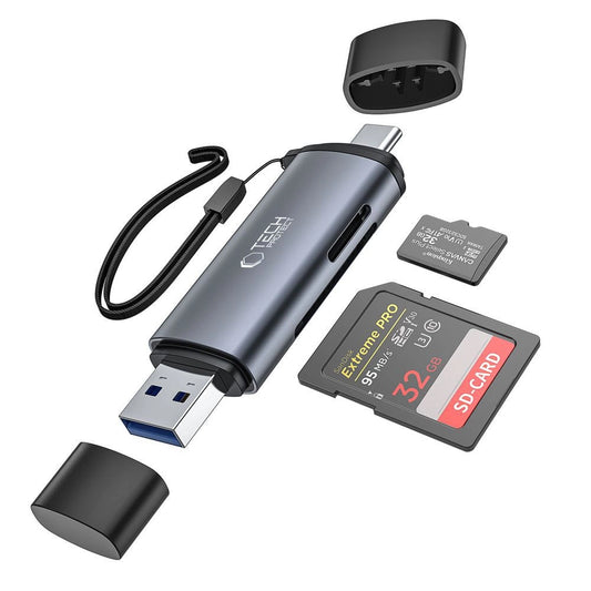 Tech-Protect UltraBoost SD/micro SD card reader with USB-C/USB-A connectors - gray_0