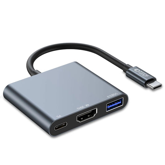 HUB Tech-Protect V1 3in1 USB-C - USB-A 3.0 / USB-C PD 100W / HDMI 4K 30Hz - gray_0