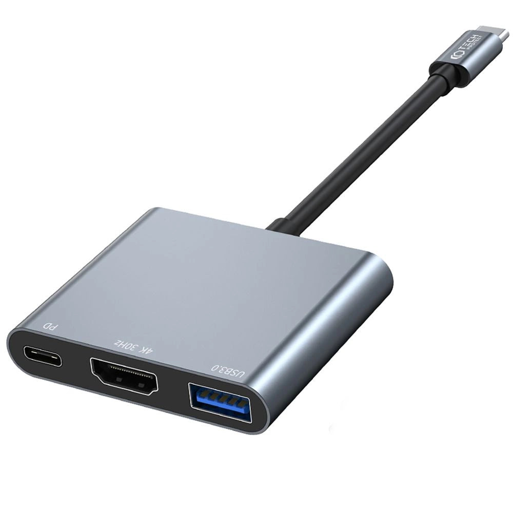 HUB Tech-Protect V1 3in1 USB-C - USB-A 3.0 / USB-C PD 100W / HDMI 4K 30Hz - gray_1