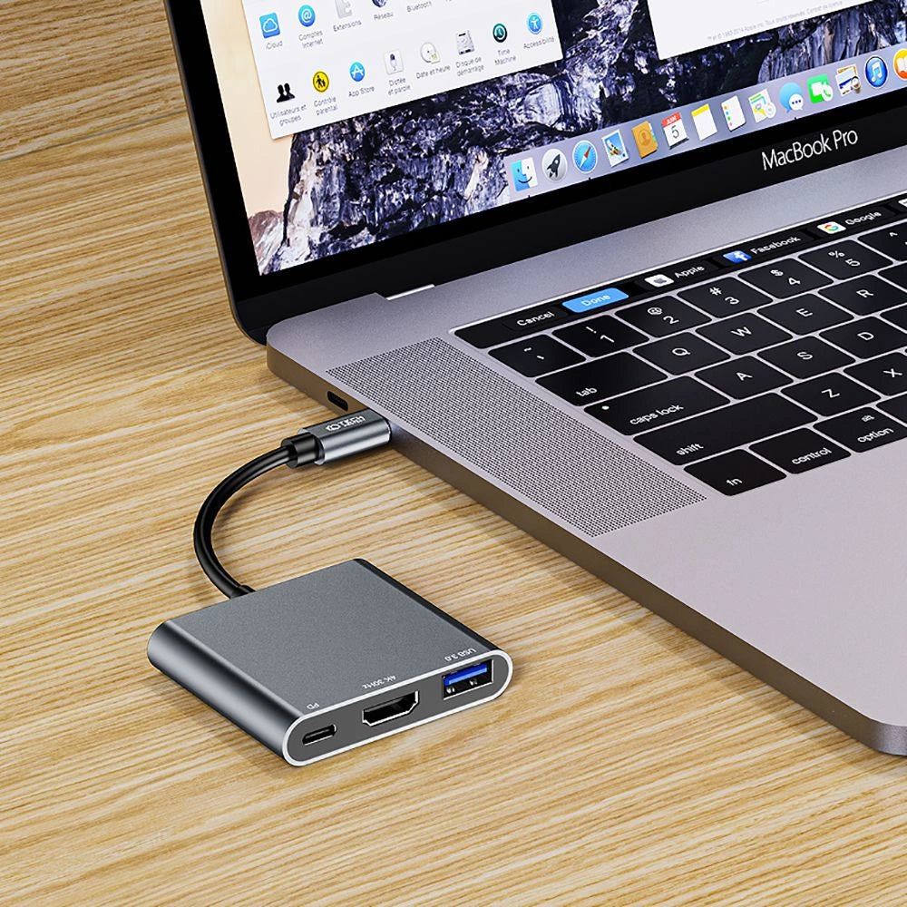 HUB Tech-Protect V1 3in1 USB-C - USB-A 3.0 / USB-C PD 100W / HDMI 4K 30Hz - gray_5