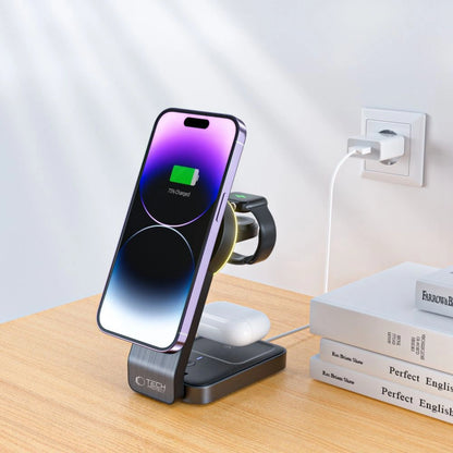 Tech-Protect QI15W-A28 MagSafe 3in1 Inductive Charger with Smartphone / Apple Watch / AirPods Stand - Black_6