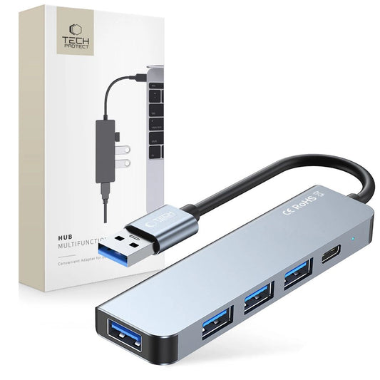 HUB Tech-Protect V0 5in1 USB-A - USB-A 3.0 / 3x USB-A 2.0 / USB-C - gray_0