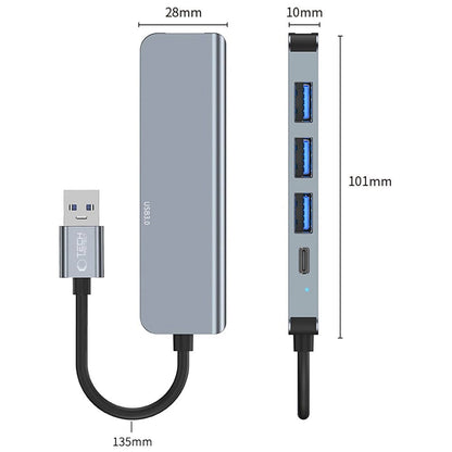 HUB Tech-Protect V0 5in1 USB-A - USB-A 3.0 / 3x USB-A 2.0 / USB-C - gray_4