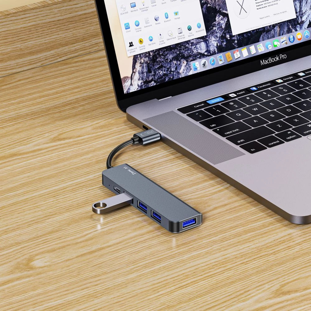 HUB Tech-Protect V0 5in1 USB-A - USB-A 3.0 / 3x USB-A 2.0 / USB-C - gray_5