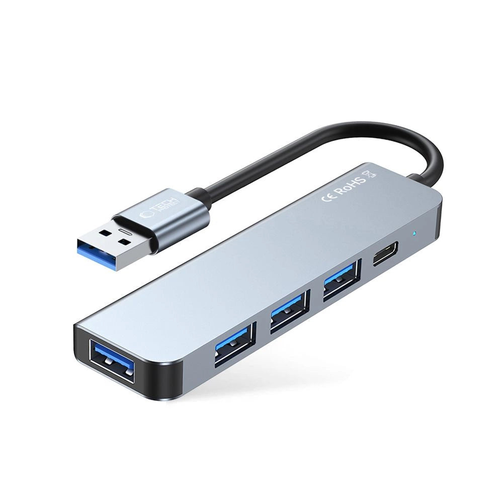 HUB Tech-Protect V0 5in1 USB-A - USB-A 3.0 / 3x USB-A 2.0 / USB-C - gray_1