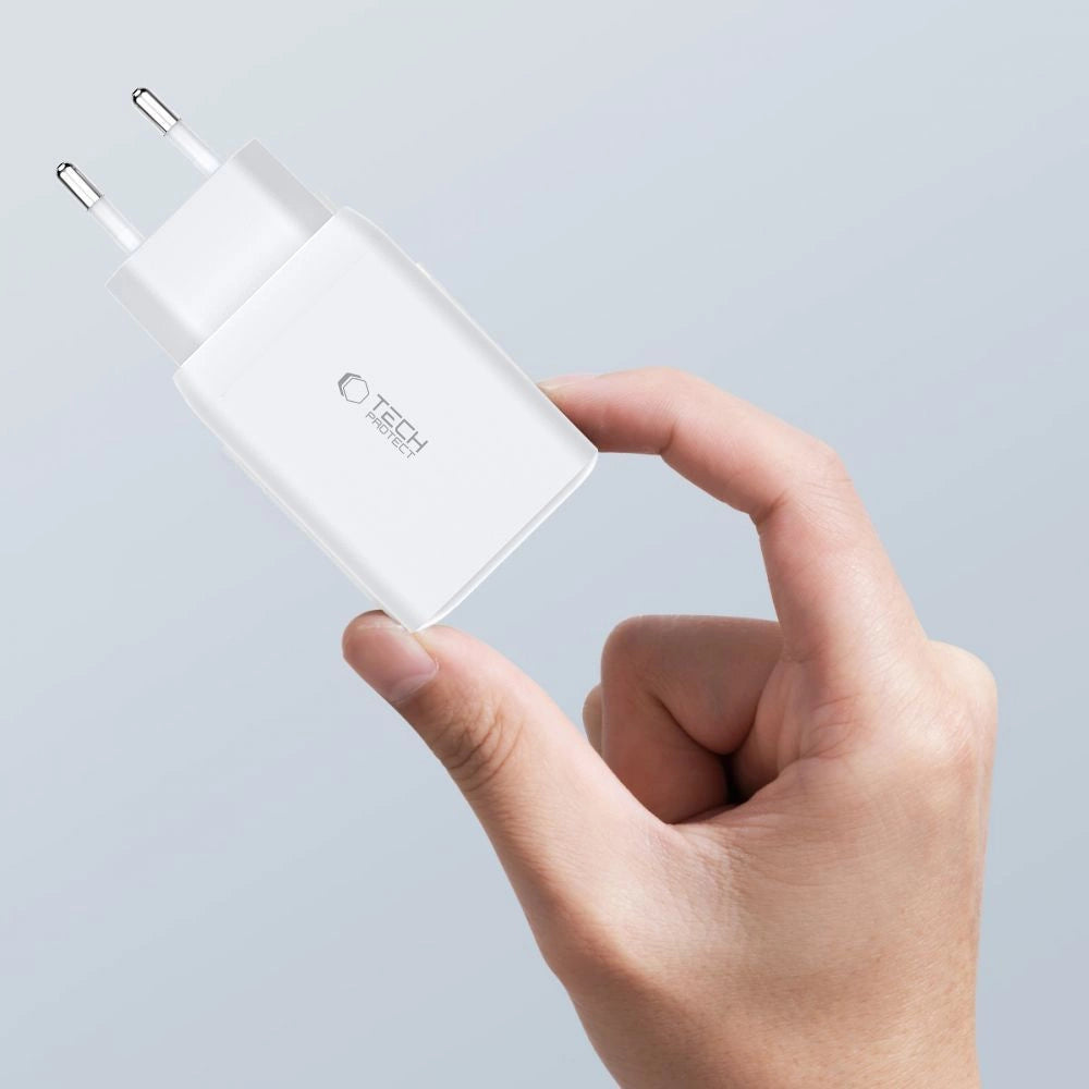 Tech-Protect C65W charger 2x USB-C PD 65W / USB-A QC 3.0 - white_5