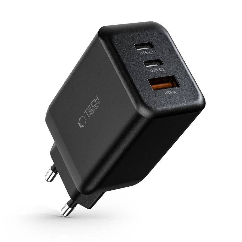 Tech-Protect C65W charger 2x USB-C PD 65W / USB-A QC 3.0 - black_3