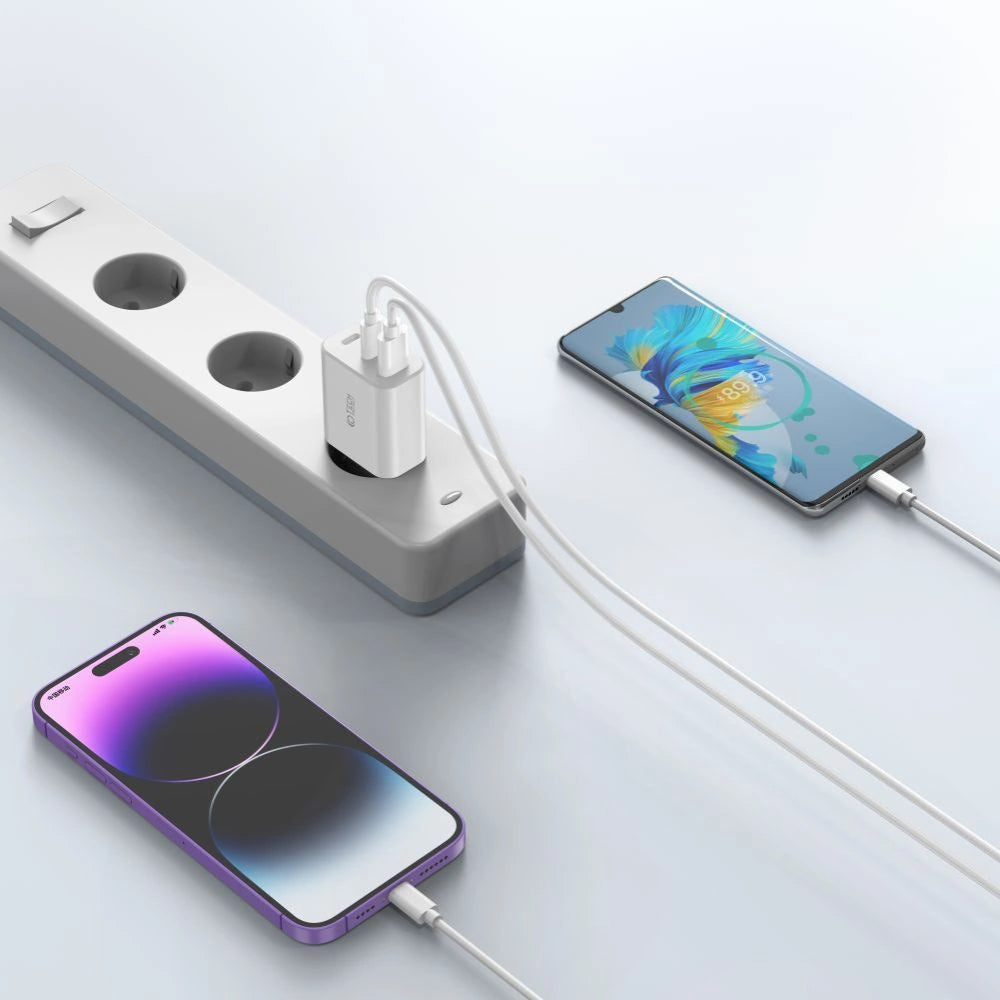 Tech-Protect NC30W charger 2x USB-C PD 30W / USB-A QC 3.0 - white_3