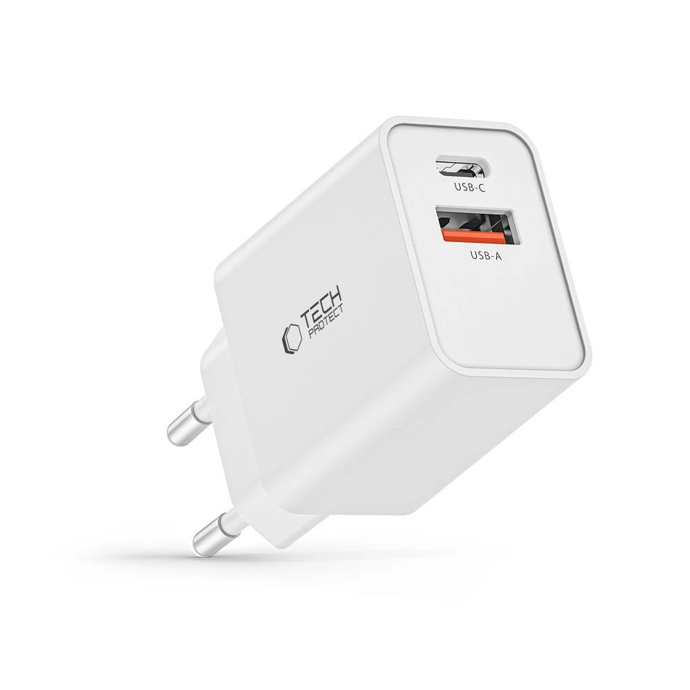 Tech-Protect NC30W USB-C PD 30W / USB-A QC 3.0 charger - white_1
