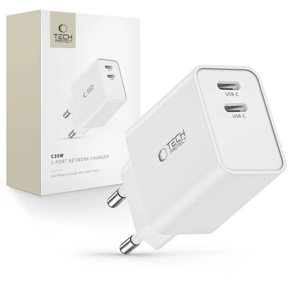 Tech-Protect C35W charger 2x USB-C PD 35W - white_0