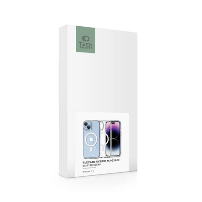 Tech-Protect FlexAir Hybrid MagSafe iPhone 15 Case - Clear Glitter_1