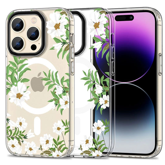 Tech-Protect MagMood MagSafe case for iPhone 15 Pro - daisies with leaves_0
