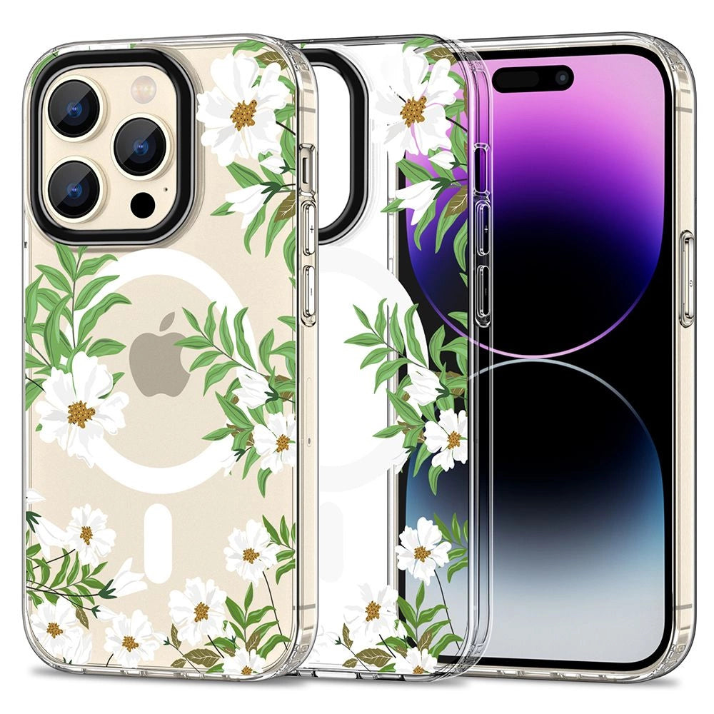 Tech-Protect MagMood MagSafe iPhone 15 Pro Max Case - Daisies with Leaves_0