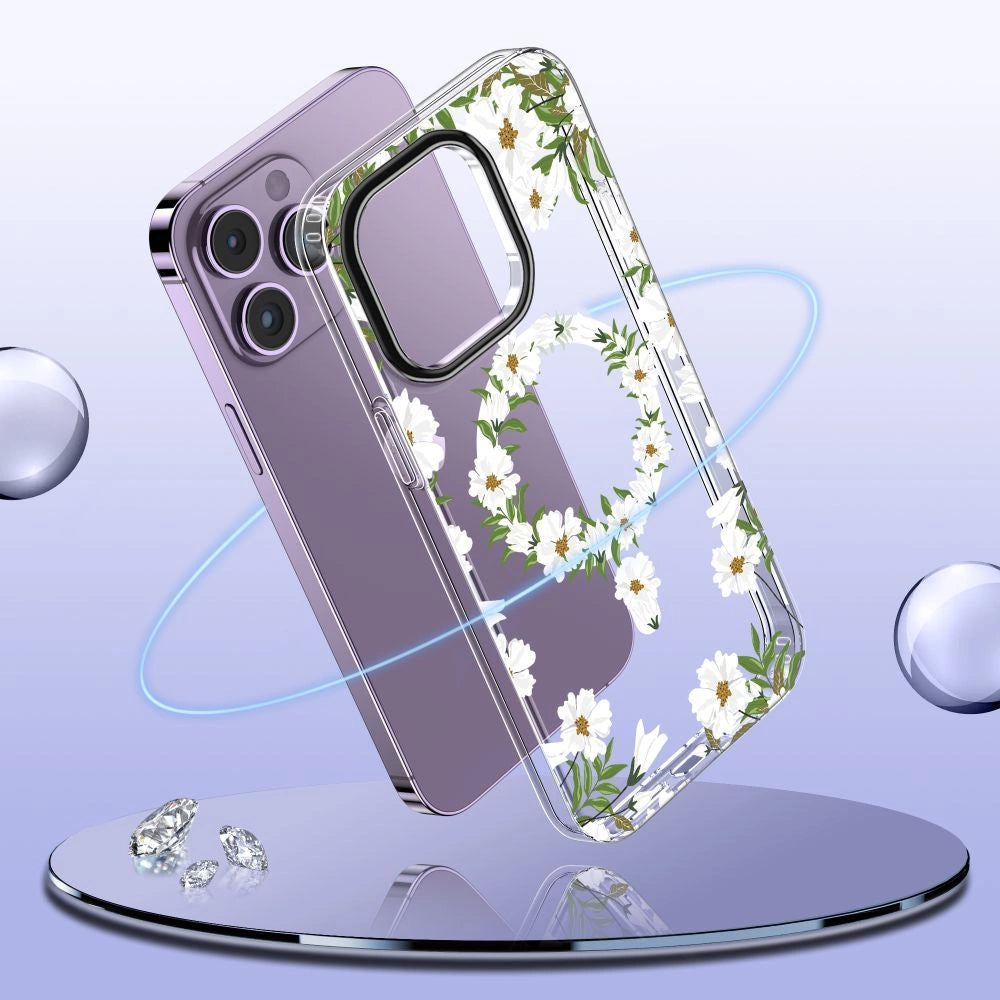 Tech-Protect MagMood MagSafe iPhone 15 Pro Max Case - Daisies with Leaves_1