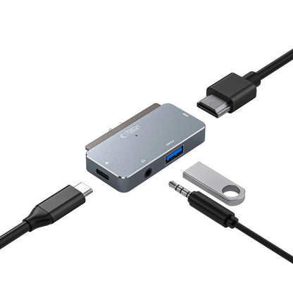 HUB Tech-Protect V6 4in1 USB-C - USB-A 3.0 / USB-C PD100W / HDMI / mini jack 3.5mm - gray_4