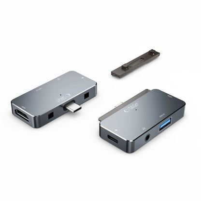 HUB Tech-Protect V6 4in1 USB-C - USB-A 3.0 / USB-C PD100W / HDMI / mini jack 3.5mm - gray_5