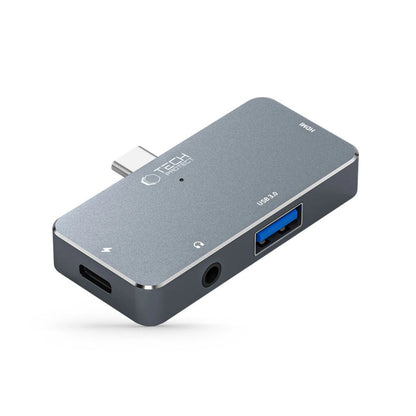 HUB Tech-Protect V6 4in1 USB-C - USB-A 3.0 / USB-C PD100W / HDMI / mini jack 3.5mm - gray_7