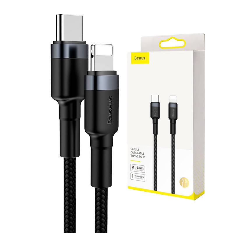 Baseus Cafule Cable Type-C to iP PD 18W 1m Gray+Black_0