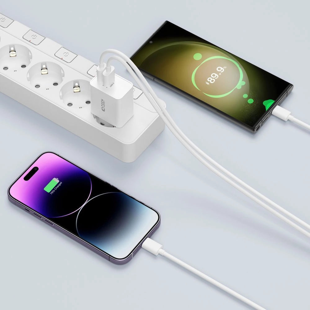Tech-Protect C35W 2x USB-C PD 35W Wall Charger with USB-C / Lightning Cable - White_7