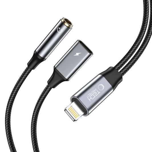 Tech-Protect UltraBoost Lightning (male) / mini jack 3.5mm (female) - Lightning (female) - black_0