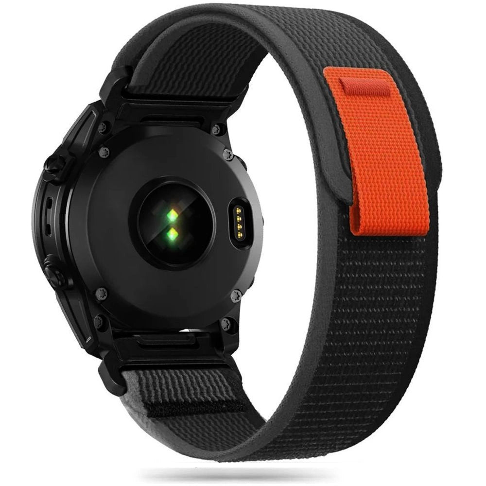 Tech-Protect Nylon Strap for Garmin Fenix 5 / 6 / 6 Pro / 7 - Black/Orange_0