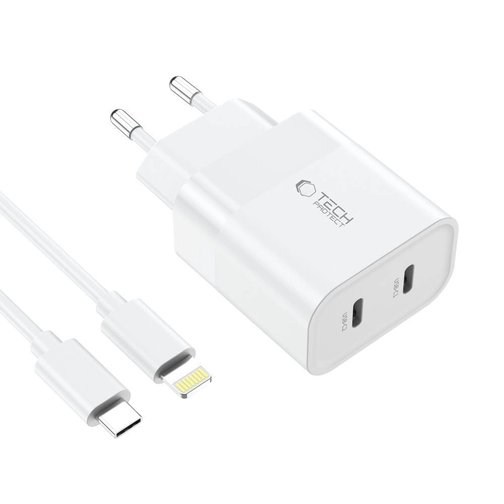 Tech-Protect C20W 2x USB-C PD 20W charger with USB-C / USB-C cable - white_2