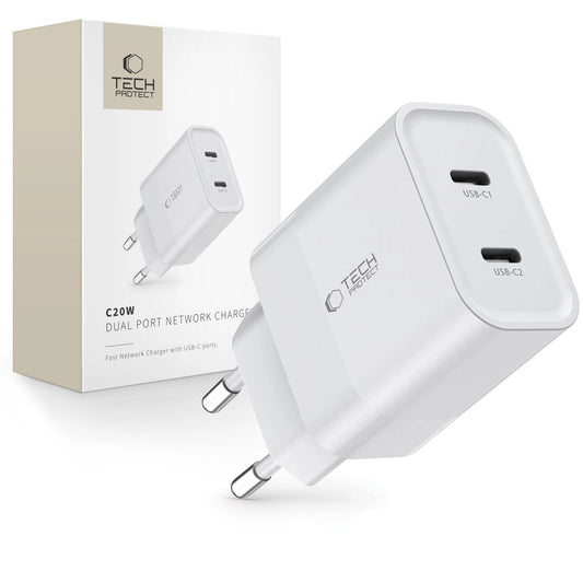 Tech-Protect C20W charger 2x USB-C PD 20W - white_0