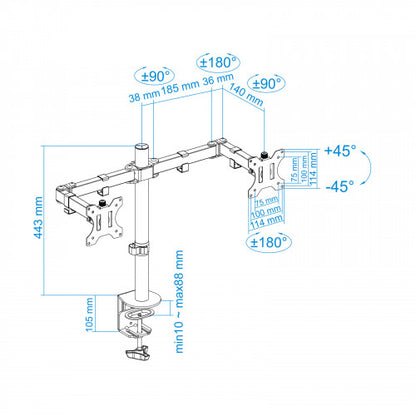 Soporte para 2 Monitores TooQ DB1232TN-B/ hasta 8kg_14
