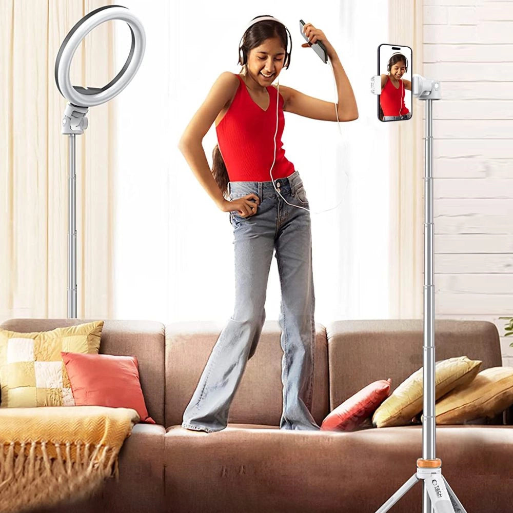 Tech-Protect L03S Bluetooth selfie stick with remote control, tripod up to 148cm and 180 head - white_7