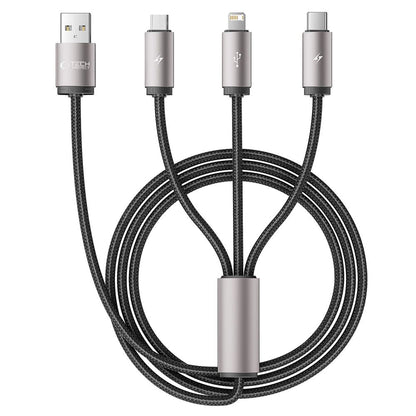 Tech-Protect UltraBoost 3in1 USB-A - Lightning / USB-C / micro USB 3.5A cable 1m - gray_0