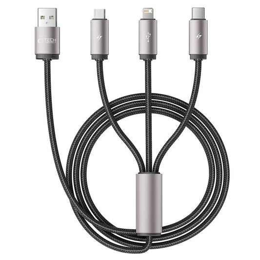Tech-Protect UltraBoost 3in1 USB-A - Lightning / USB-C / micro USB 3.5A cable 1m - gray_0