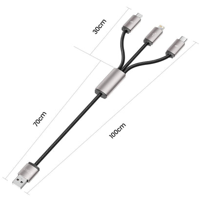 Tech-Protect UltraBoost 3in1 USB-A - Lightning / USB-C / micro USB 3.5A cable 1m - gray_1