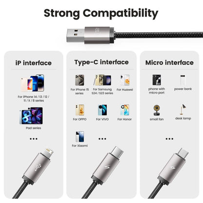 Tech-Protect UltraBoost 3in1 USB-A - Lightning / USB-C / micro USB 3.5A cable 1m - gray_6