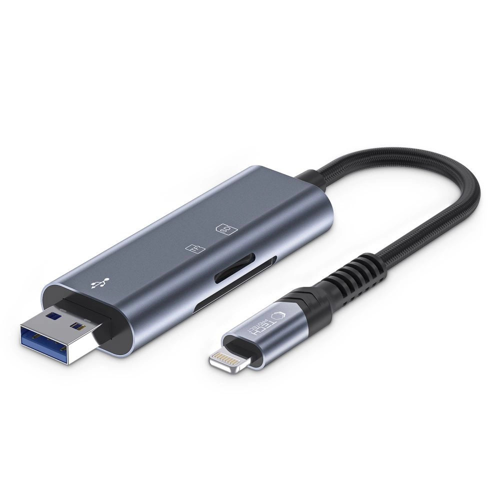 Tech-Protect UltraBoost SD/micro SD Card Reader with Lightning /USB-A Connector - Gray_0