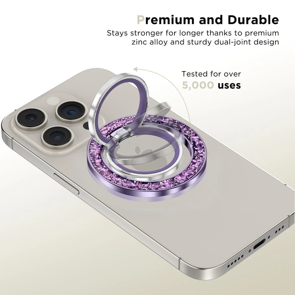 Tech-Protect MMR200 magnetic holder / ring with MagSafe - purple with crystals_1