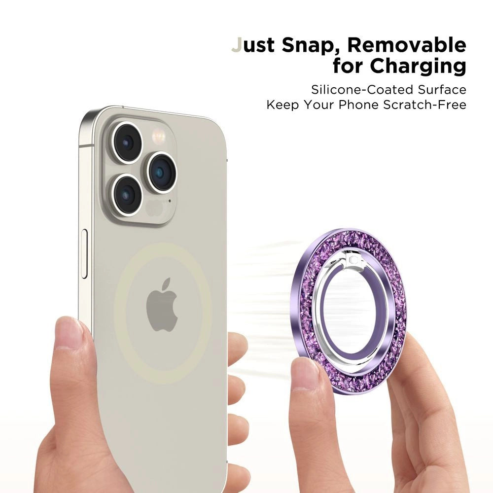 Tech-Protect MMR200 magnetic holder / ring with MagSafe - purple with crystals_3