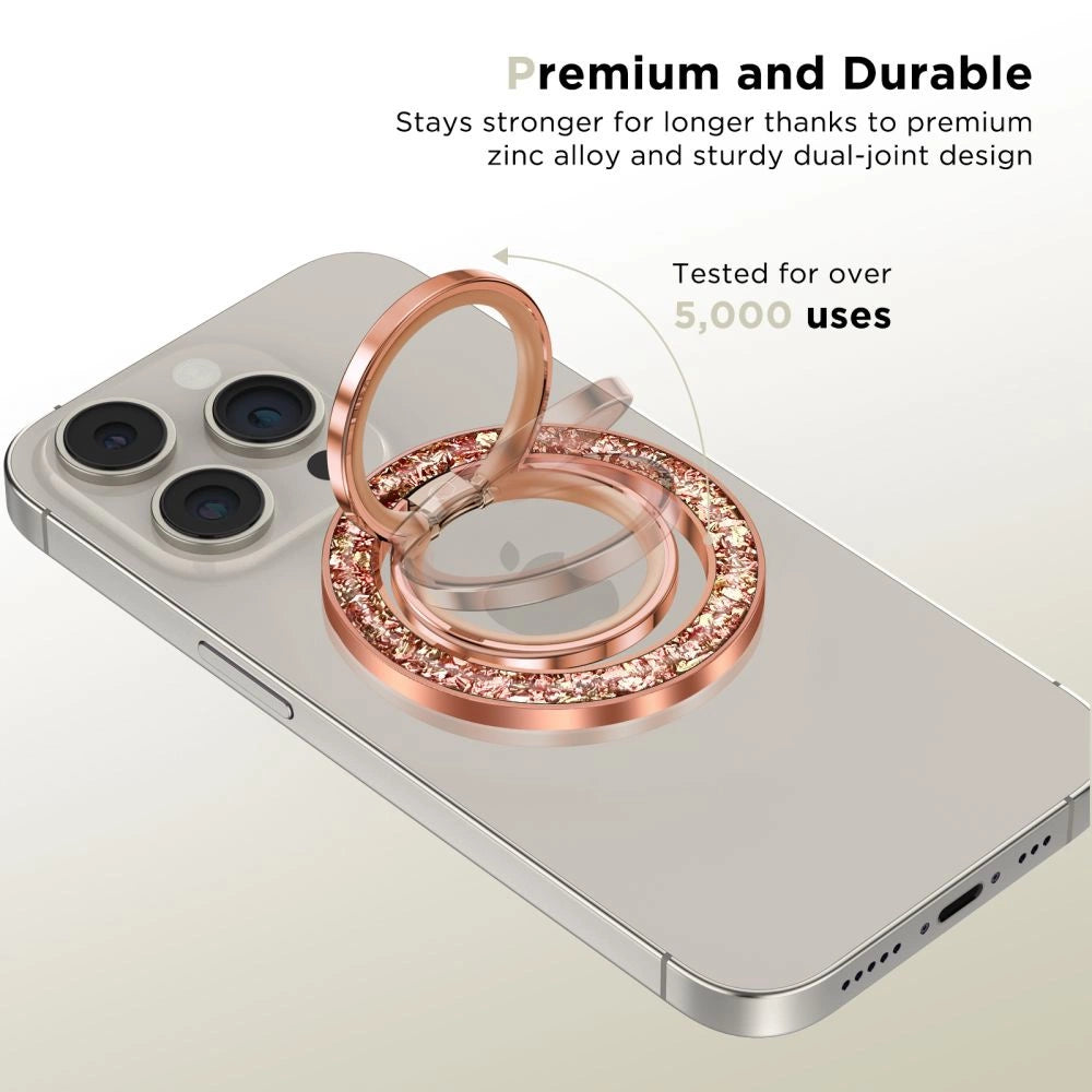 Tech-Protect MMR200 magnetic holder / ring with MagSafe - pink with crystals_1