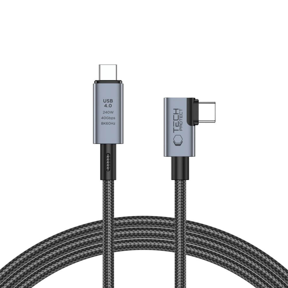Tech-Protect UltraBoost Max L USB-C 4.0 (straight) / USB-C 4.0 (angled) PD 240W 8K 40Gbps 1.5m Cable - Gray_0