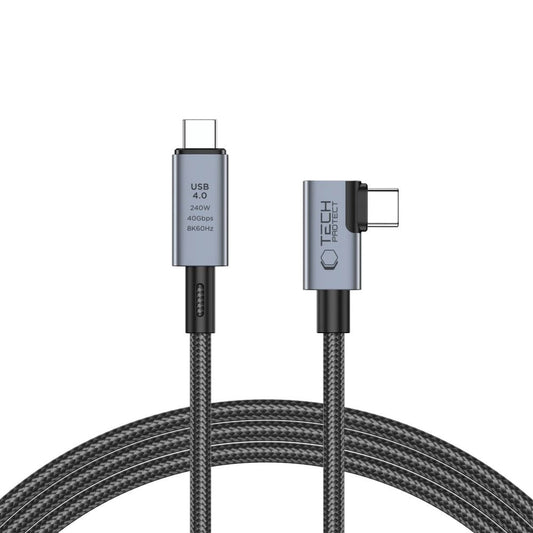 Tech-Protect UltraBoost Max L USB-C 4.0 (straight) / USB-C 4.0 (angled) PD 240W 8K 40Gbps 1.5m Cable - Gray_0