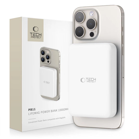 Tech-Protect LifeMag PB11 Powerbank with MagSafe 10000mAh 15W USB-C port - white + USB-C cable_0