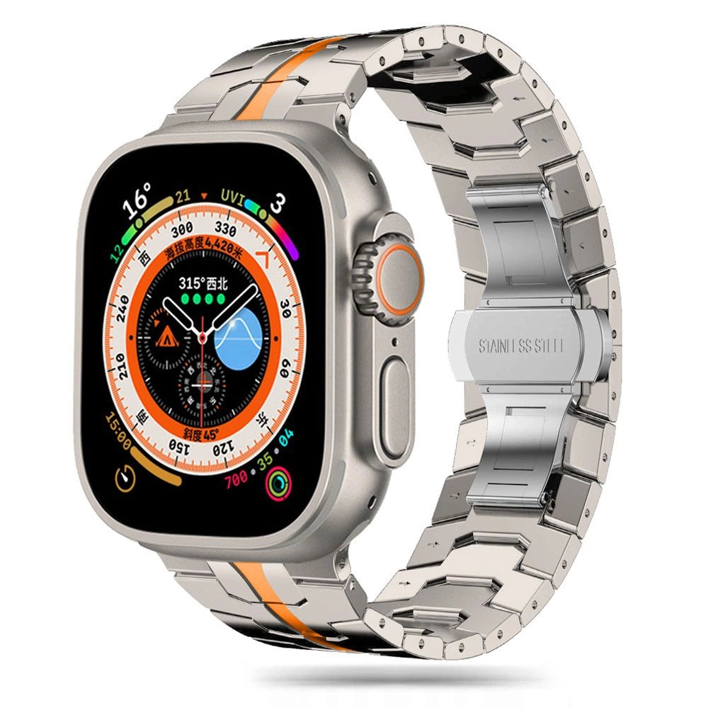 Tech-Protect Stainless Line Bracelet for Apple Watch 4 / 5 / 6 / 7 / 8 / 9 / SE / Ultra 1 / 2 (42/44/45/49 mm) - Titanium Orange_0