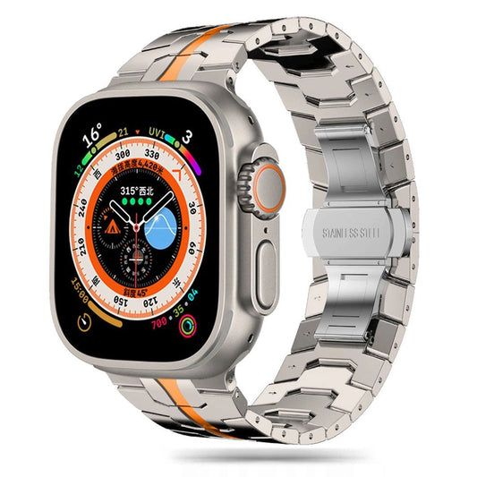 Tech-Protect Stainless Line Bracelet for Apple Watch 4 / 5 / 6 / 7 / 8 / 9 / SE / Ultra 1 / 2 (42/44/45/49 mm) - Titanium Orange_0