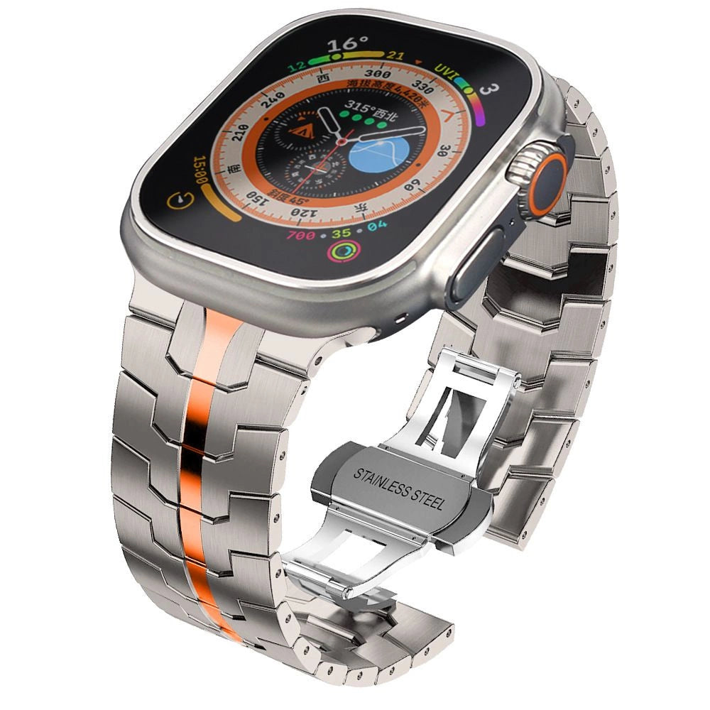 Tech-Protect Stainless Line Bracelet for Apple Watch 4 / 5 / 6 / 7 / 8 / 9 / SE / Ultra 1 / 2 (42/44/45/49 mm) - Titanium Orange_1