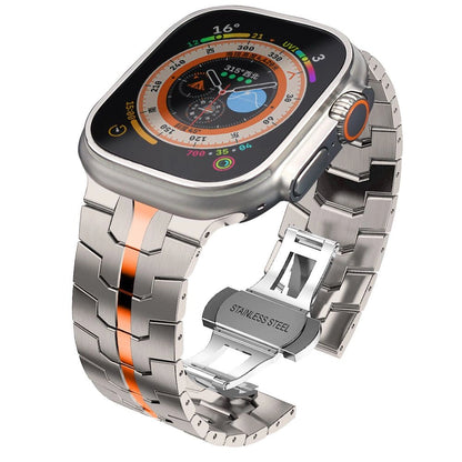 Tech-Protect Stainless Line Bracelet for Apple Watch 4 / 5 / 6 / 7 / 8 / 9 / SE / Ultra 1 / 2 (42/44/45/49 mm) - Titanium Orange_1