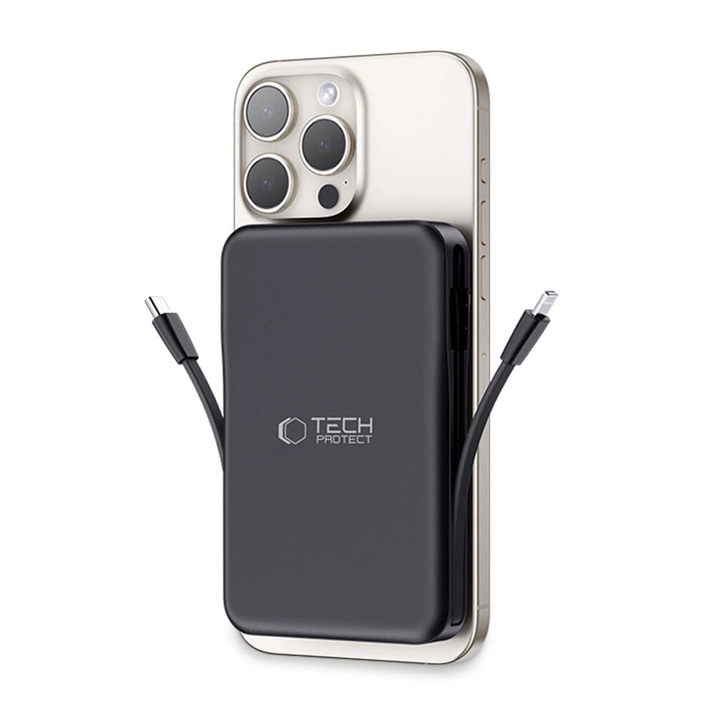 Tech-Protect LifeMag PB31 Power Bank with MagSafe 10000mAh 15W USB-C / USB-A / Built-in USB-C / Lightning Cables - Black_9