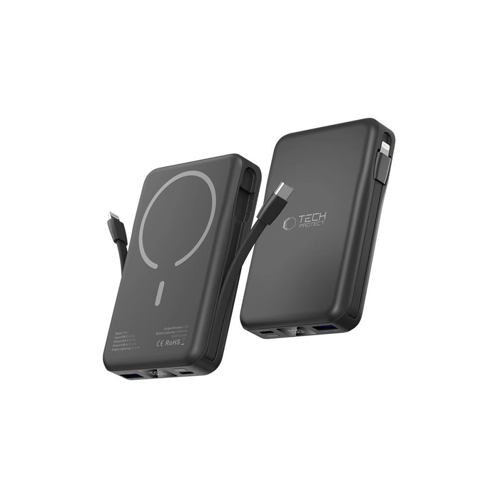 Tech-Protect LifeMag PB31 Power Bank with MagSafe 10000mAh 15W USB-C / USB-A / Built-in USB-C / Lightning Cables - Black_2