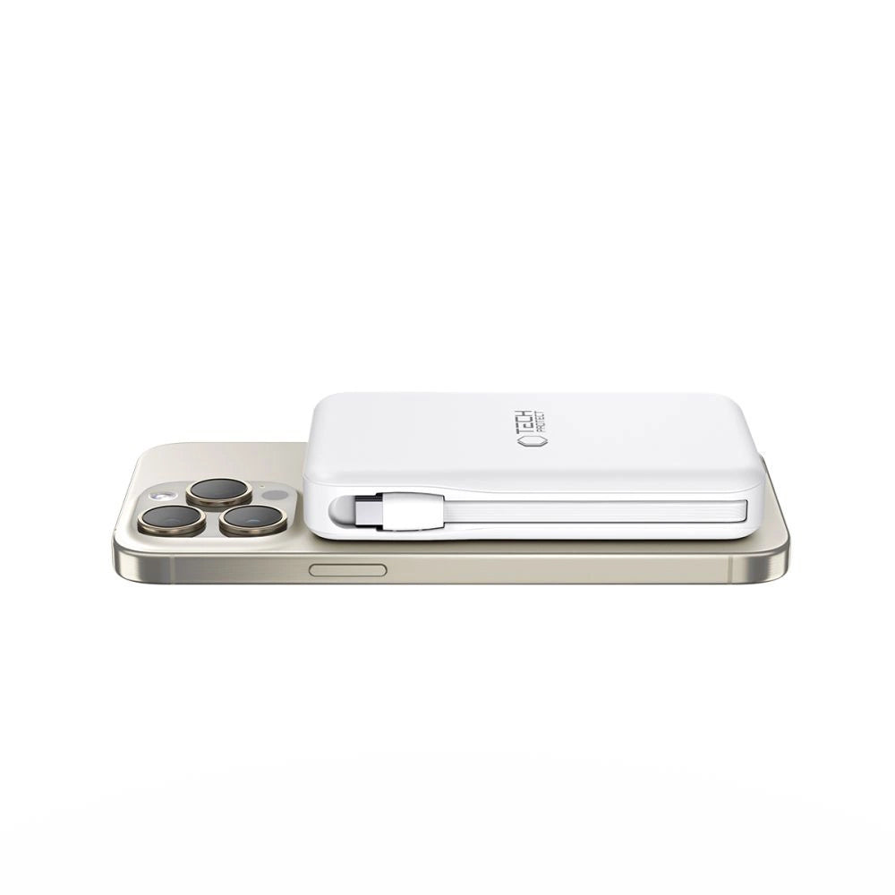 Tech-Protect LifeMag PB31 Power Bank with MagSafe 10000mAh 15W USB-C / USB-A / Built-in USB-C / Lightning Cables - White_1