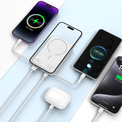 Tech-Protect LifeMag PB31 Power Bank with MagSafe 10000mAh 15W USB-C / USB-A / Built-in USB-C / Lightning Cables - White_5