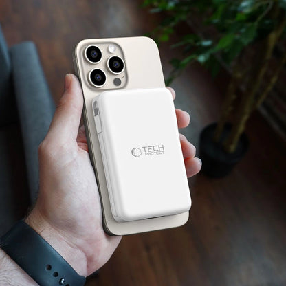 Tech-Protect LifeMag PB31 Power Bank with MagSafe 10000mAh 15W USB-C / USB-A / Built-in USB-C / Lightning Cables - White_7